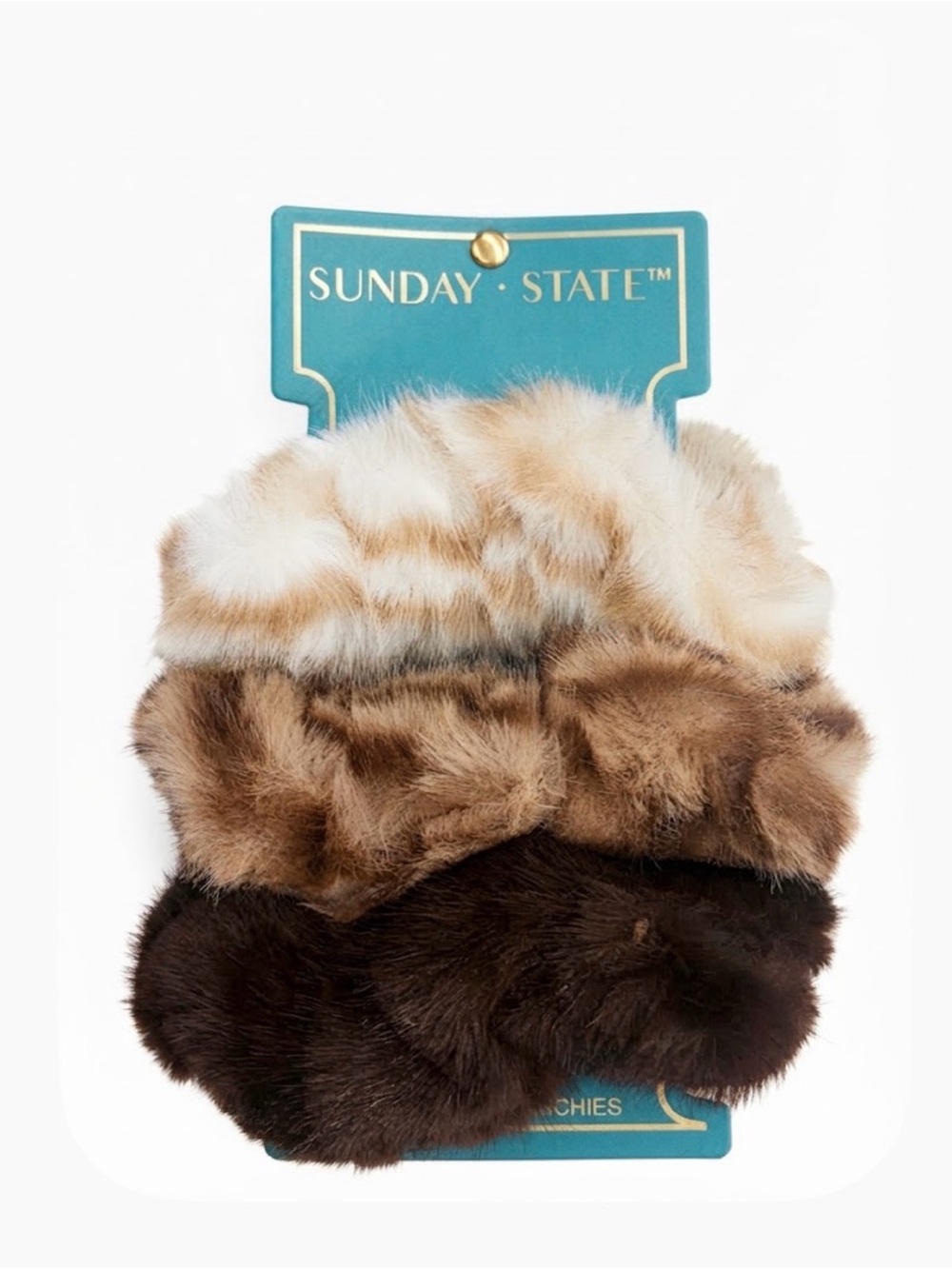 NWT ⚜️🤎⚜️ Sunday State Set of 3 Faux Fur Scrunchies